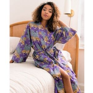 PrintFresh Kimono Robe Belt Organic Cotton Leopard Botanical Bagheera Floral 2XL